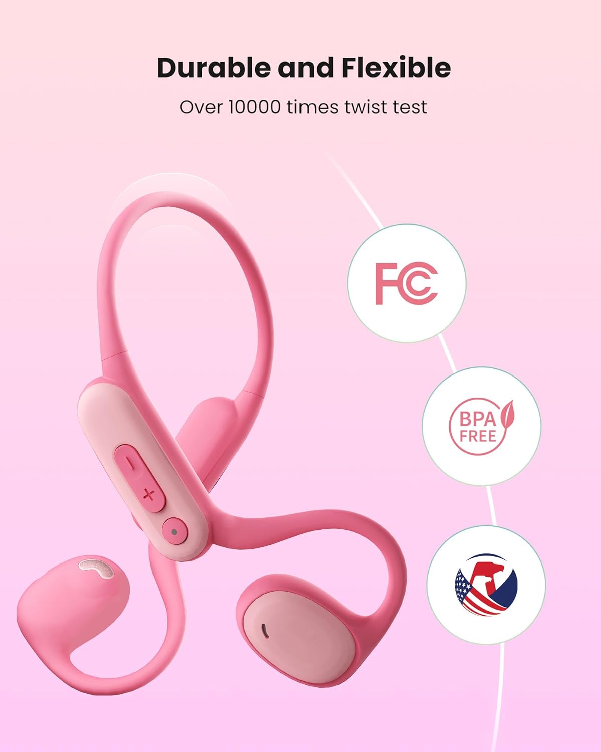 Hinersound Open Ear Wireless Air Conduction Kids Headphones - Pink