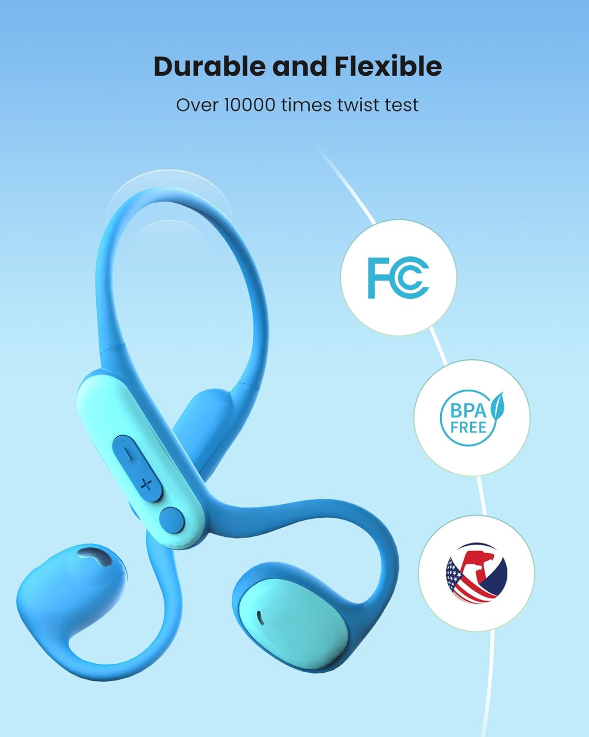 Hinersound Open Ear Wireless Air Conduction Kids Headphones - Blue