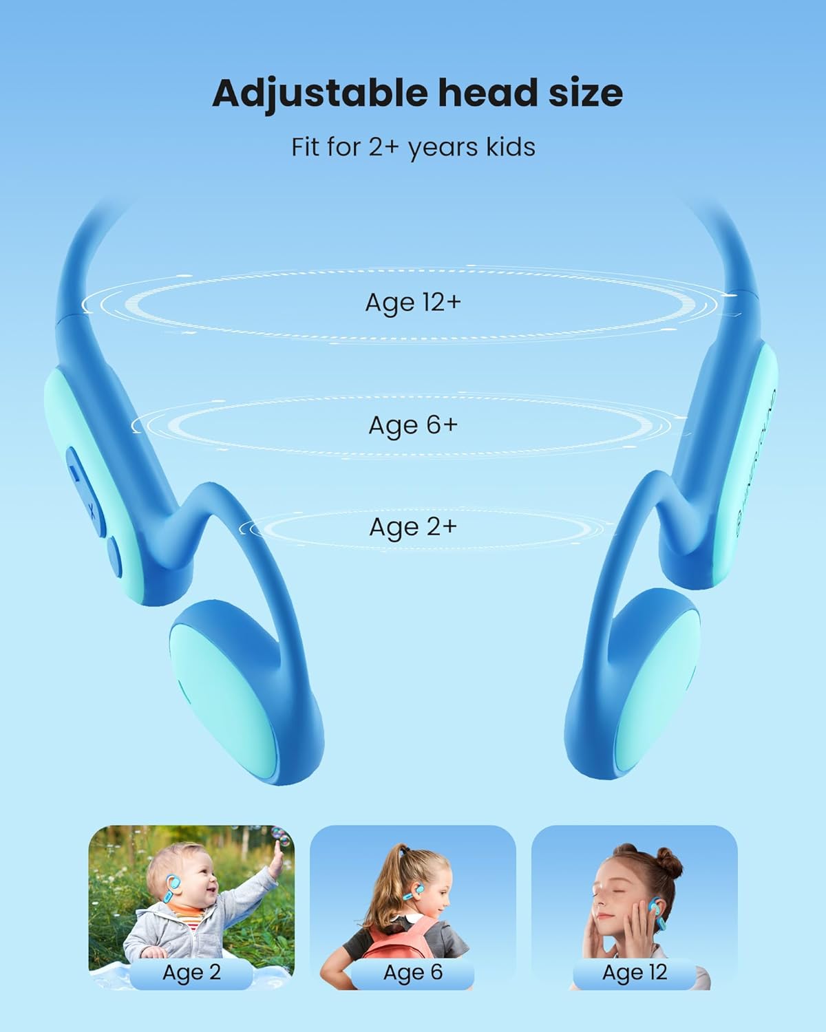 Hinersound Open Ear Wireless Air Conduction Kids Headphones - Blue