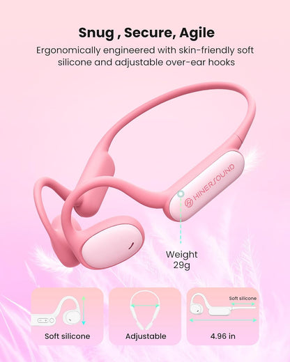 Hinersound Open Ear Wireless Air Conduction Kids Headphones - Pink
