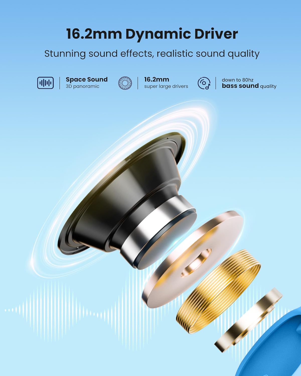 Hinersound Open Ear Wireless Air Conduction Kids Headphones - Blue